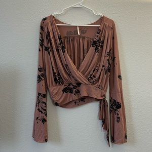 Free People Plunging Floral Blouse
